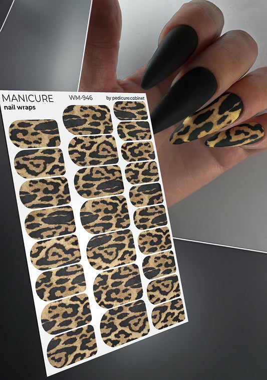 Manicure Leo large. Elongated spots. Nail wrap WM-946