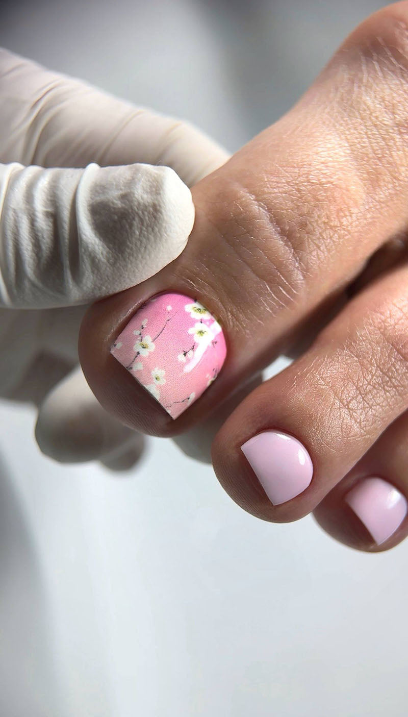 Pedicure Small flowers. Gradient. Nail wraps WR-437