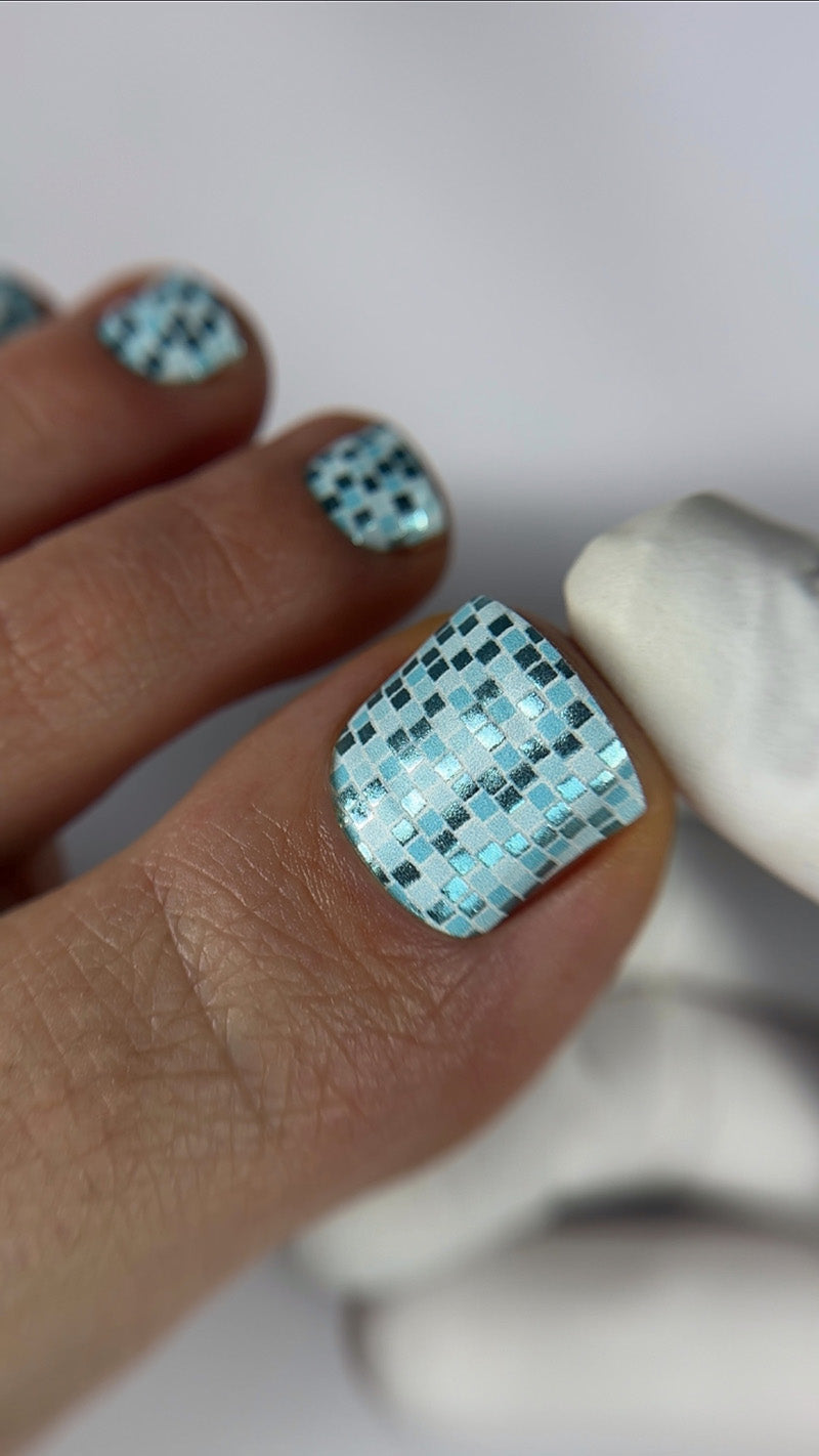 Pedicure Disco Ball. Tiffany. Colored Foil. Nail wraps WR-494
