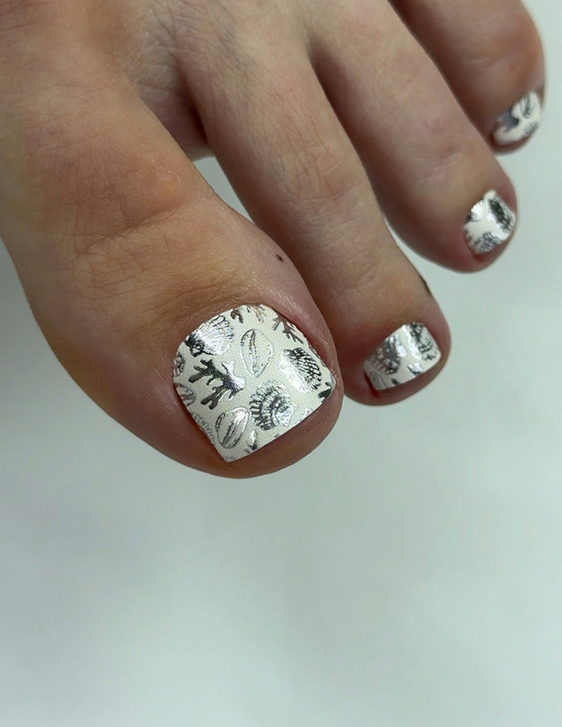 Pedicure Shells. Beige. Colored Foil. Nail wraps WR-510