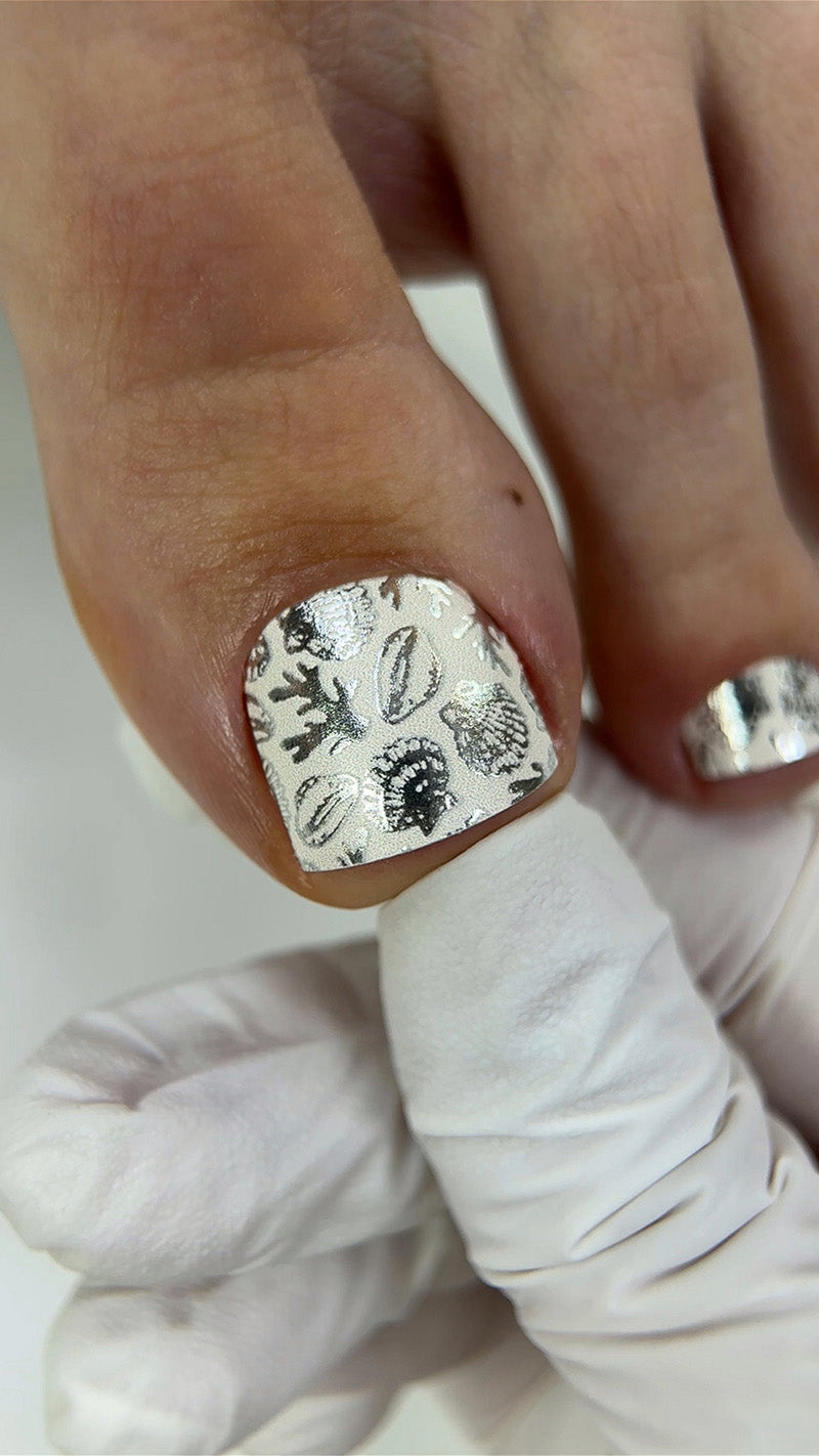 Pedicure Shells. Beige. Colored Foil. Nail wraps WR-510