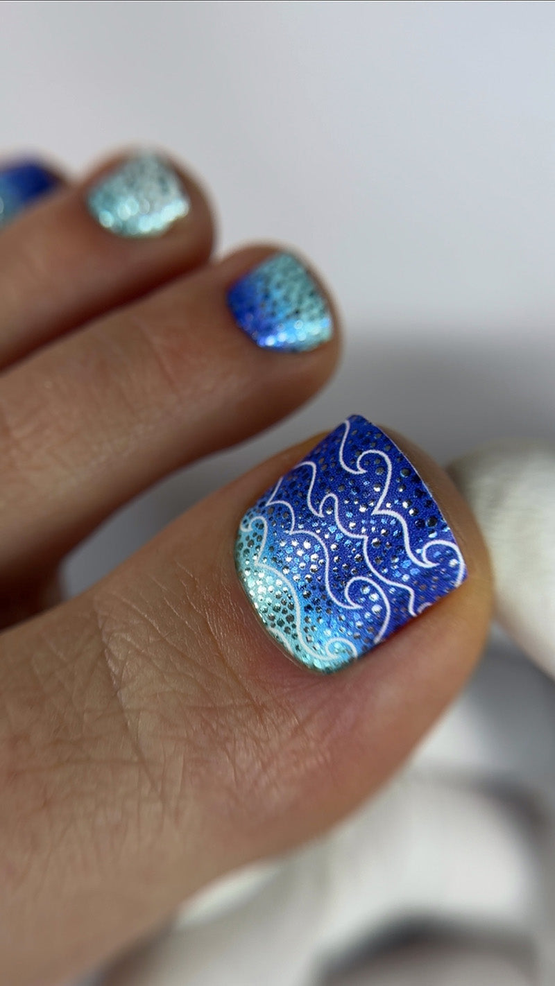 Pedicure Waves. Colored Foil. Nail wraps WR-516