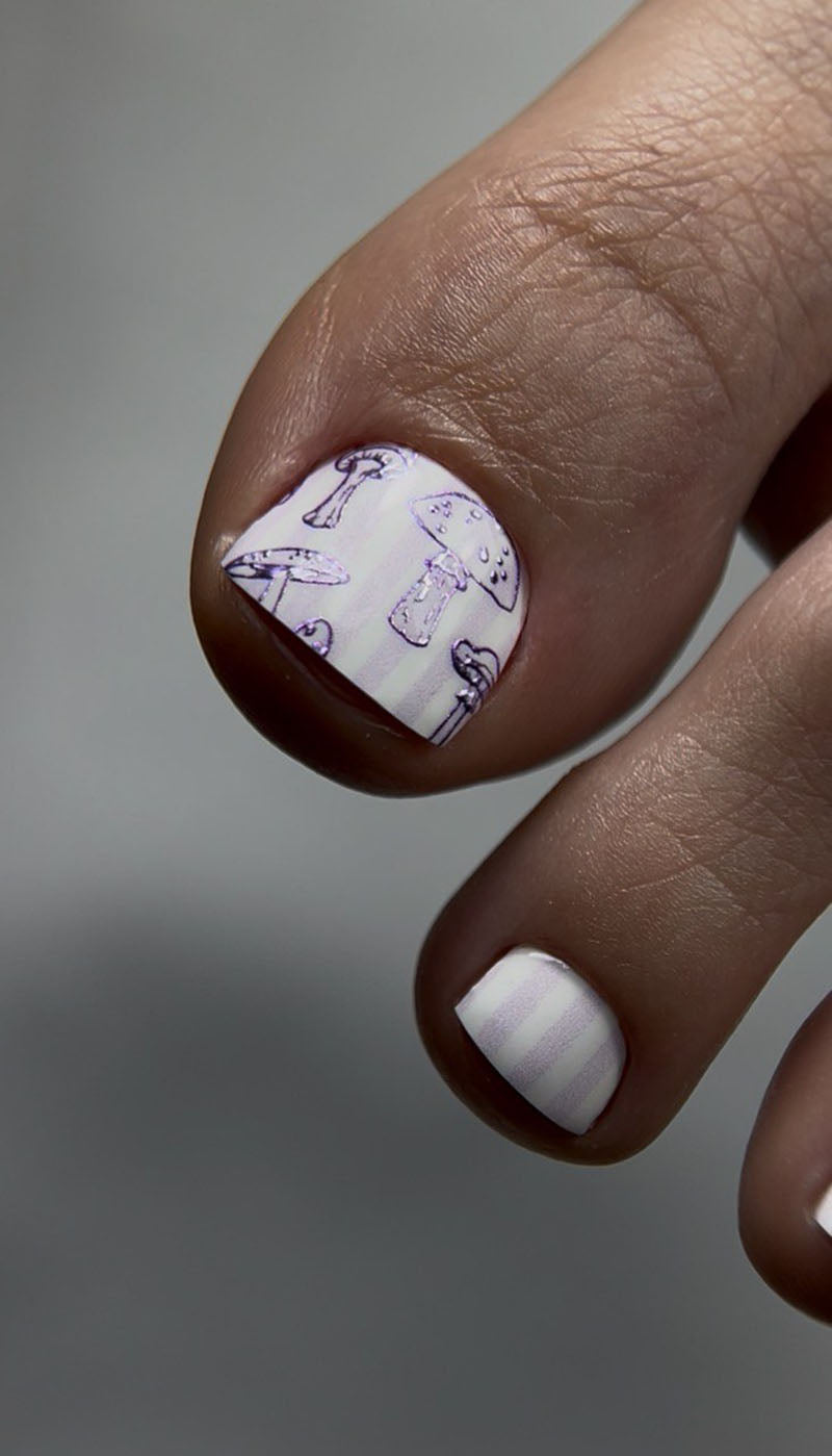 Pedicure Mushrooms. Colored Foil. Nail wraps WR-518