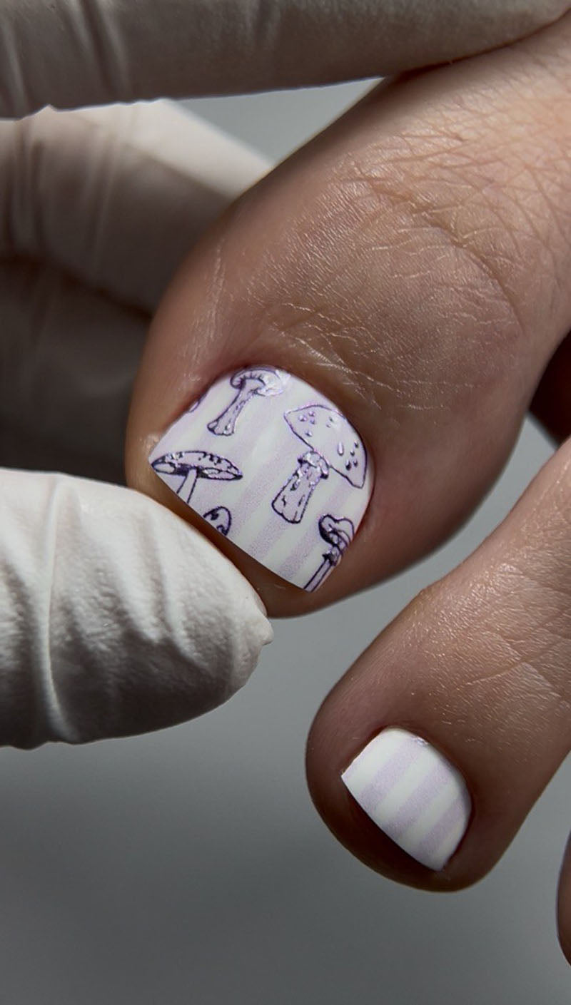 Pedicure Mushrooms. Colored Foil. Nail wraps WR-518
