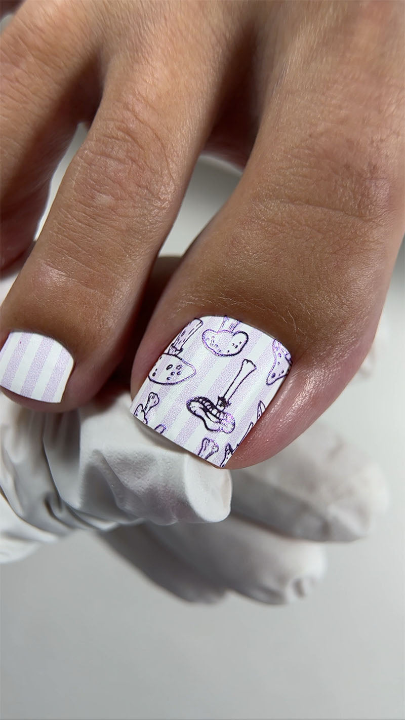 Pedicure Mushrooms. Colored Foil. Nail wraps WR-518