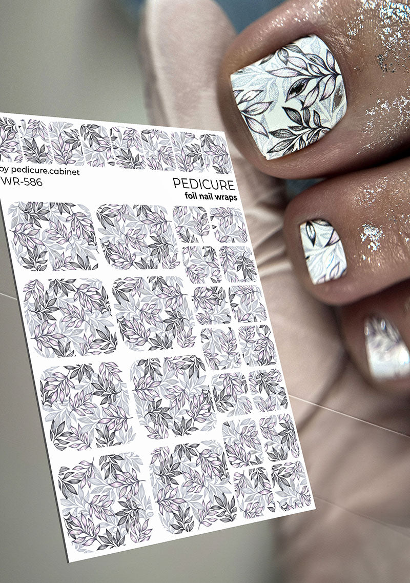 Pedicure Twigs. Silver Foil. Nail wraps WR-586