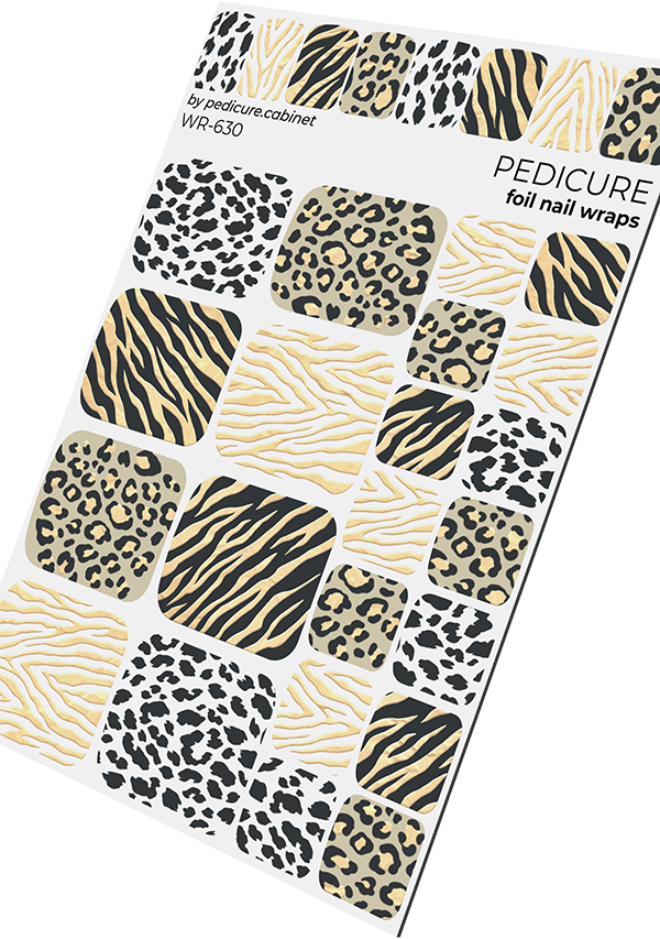 Pedicure Mix Animal. Colored Foil (Bronze). Nail wraps WR-630