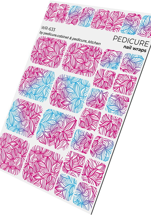 Pedicure Leaves. Gradient and Pink. Nail wrap WR-633