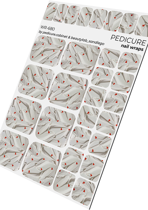 Pedicure Red Hearts. Textured Background. Nail wrap WR-680