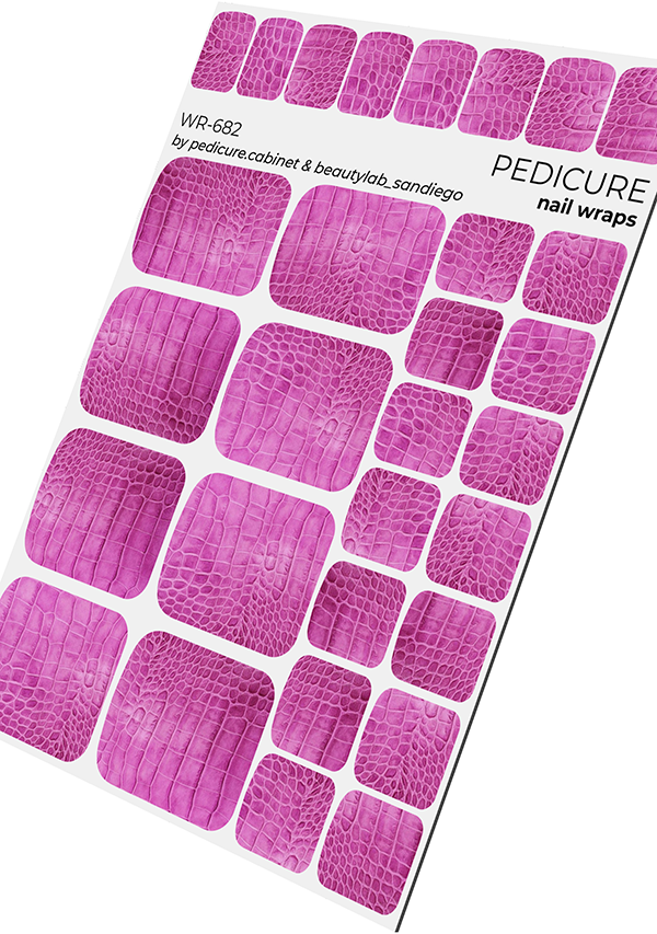 Pedicure Crocodile. Pink. Nail wrap WR-682