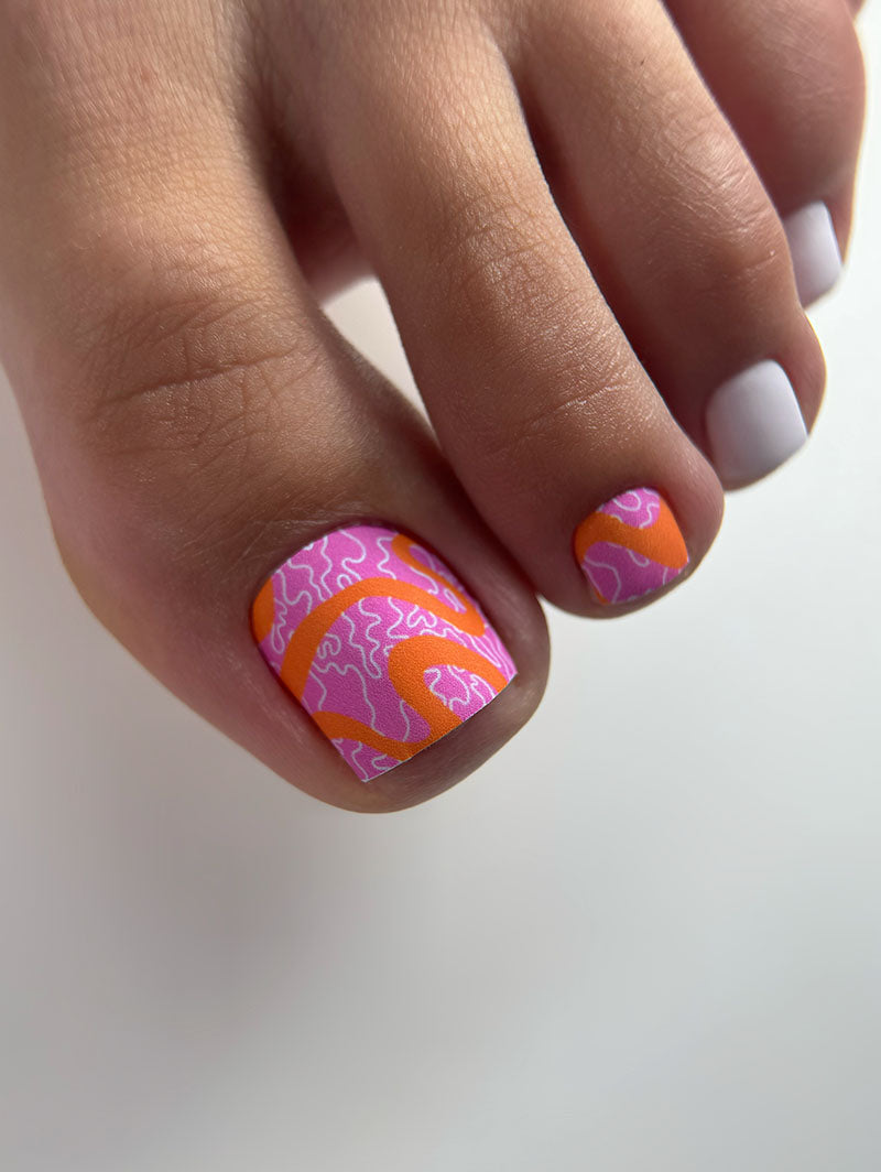 Pedicure Orange Waves. Nail wrap WR-685