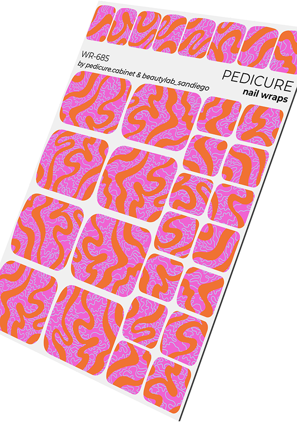 Pedicure Orange Waves. Nail wrap WR-685