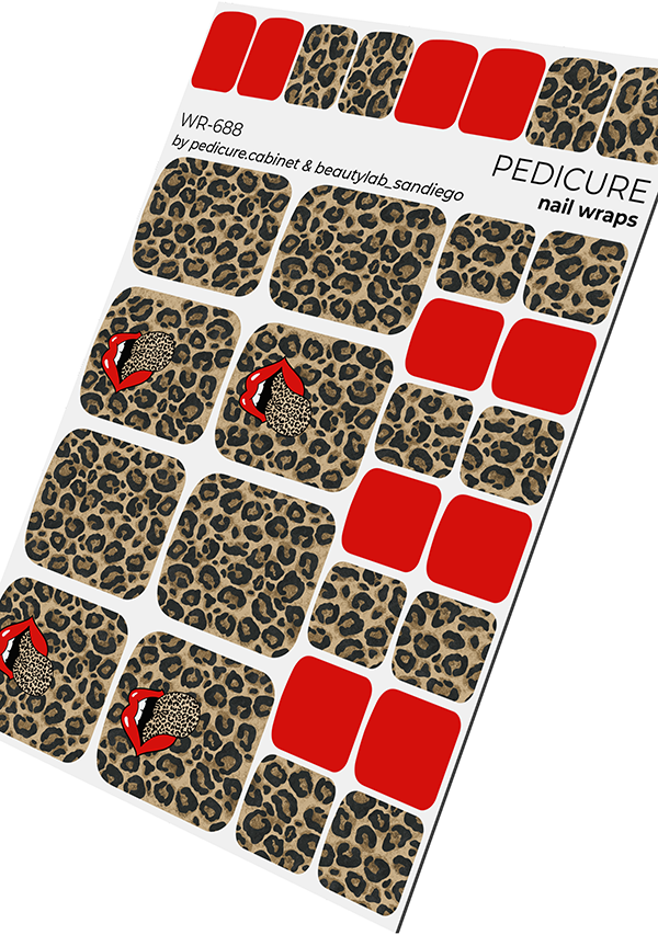 Pedicure Lips. Leopard Tongue. Nail wrap WR-688