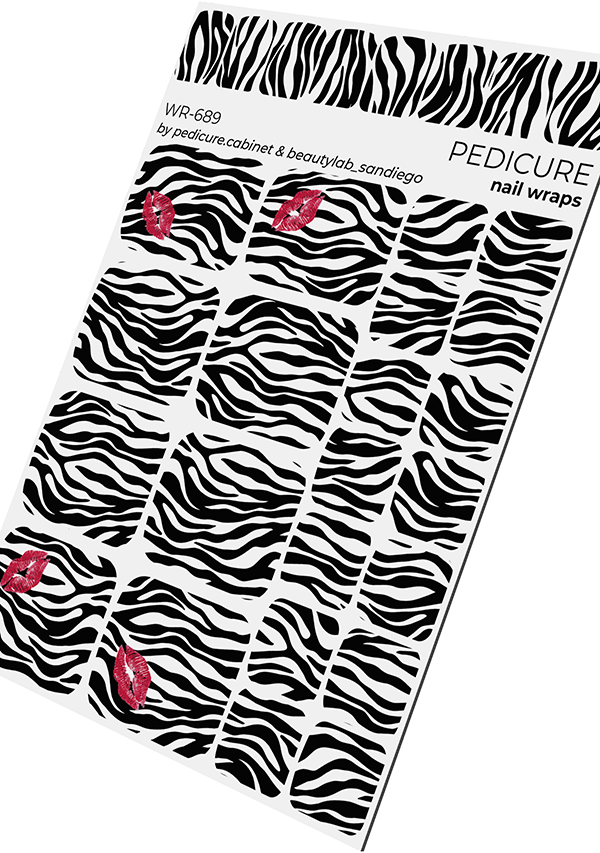 Pedicure Zebra with Lips. Nail wrap WR-689
