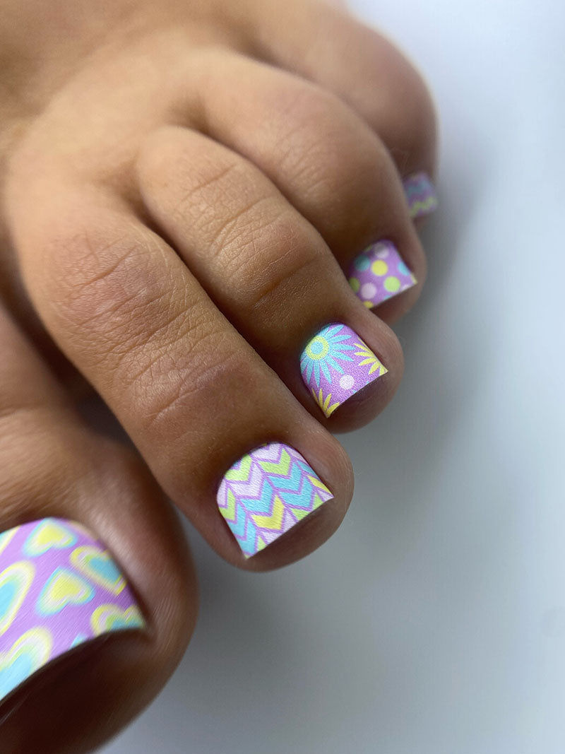Pedicure Mix. Hearts, Circles, Flowers. Nail wrap WR-720