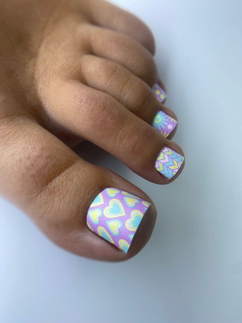 Pedicure Mix. Hearts, Circles, Flowers. Nail wrap WR-720