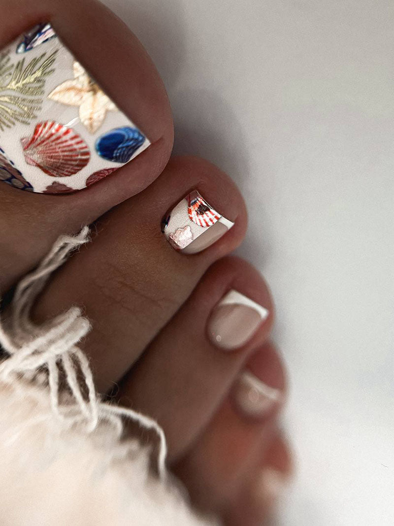 Pedicure Marine. Colored foil. Nail wrap WR-761