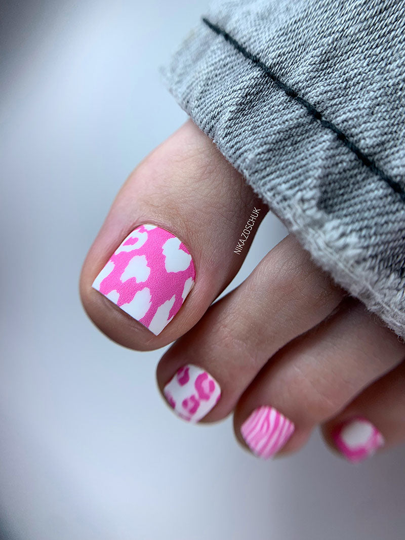 Pedicure Mix animal. Pink. Nail wrap WR-990