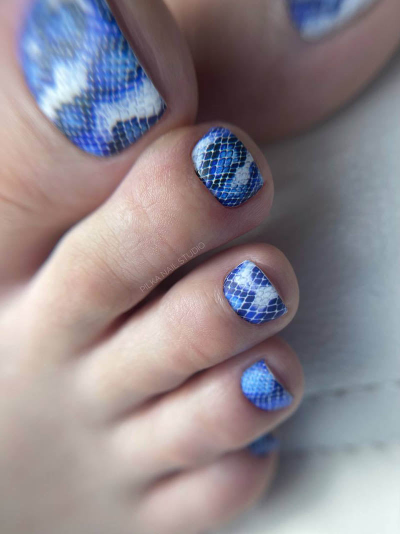 Pedicure Python. Color. Blue. Nail water decals SD-119