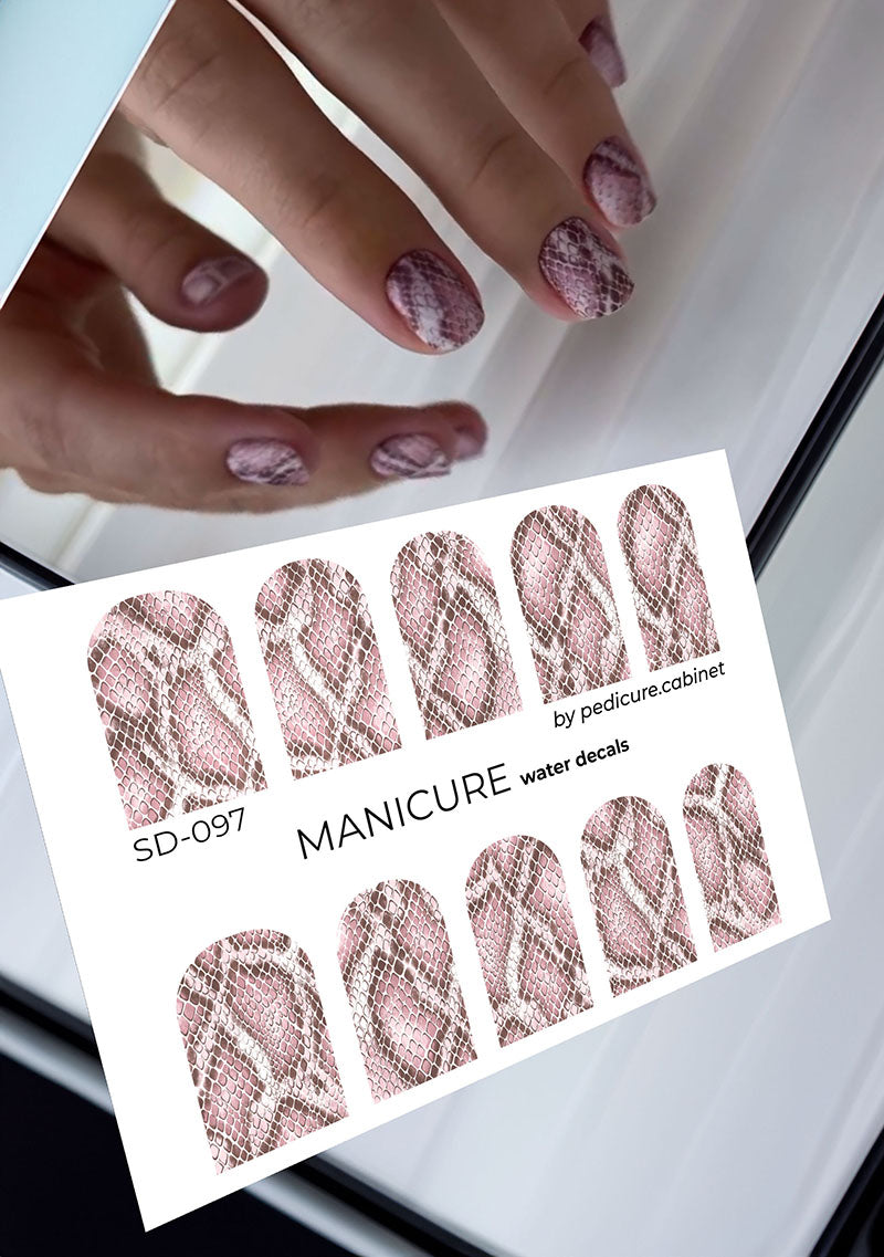 Manicure Python. Color. Pink. Nail water decals SD-097