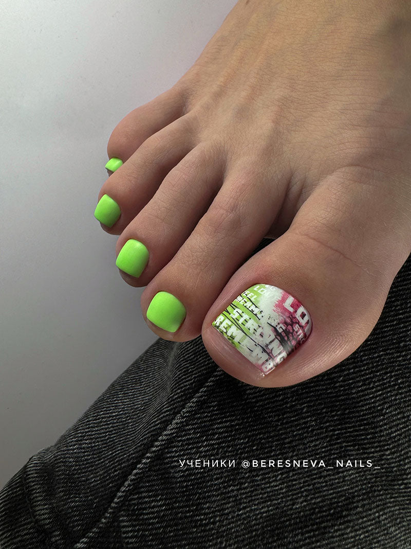 Pedicure Hearts and graffiti words. Large. Nail water decals SD-149