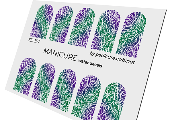 Manicure Leafs. Color. Gradient. Nail water decals SD-157