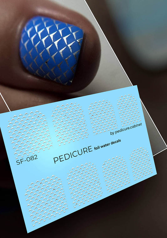Pedicure Scales. Large. Foil silver. Nail water decals SF-082