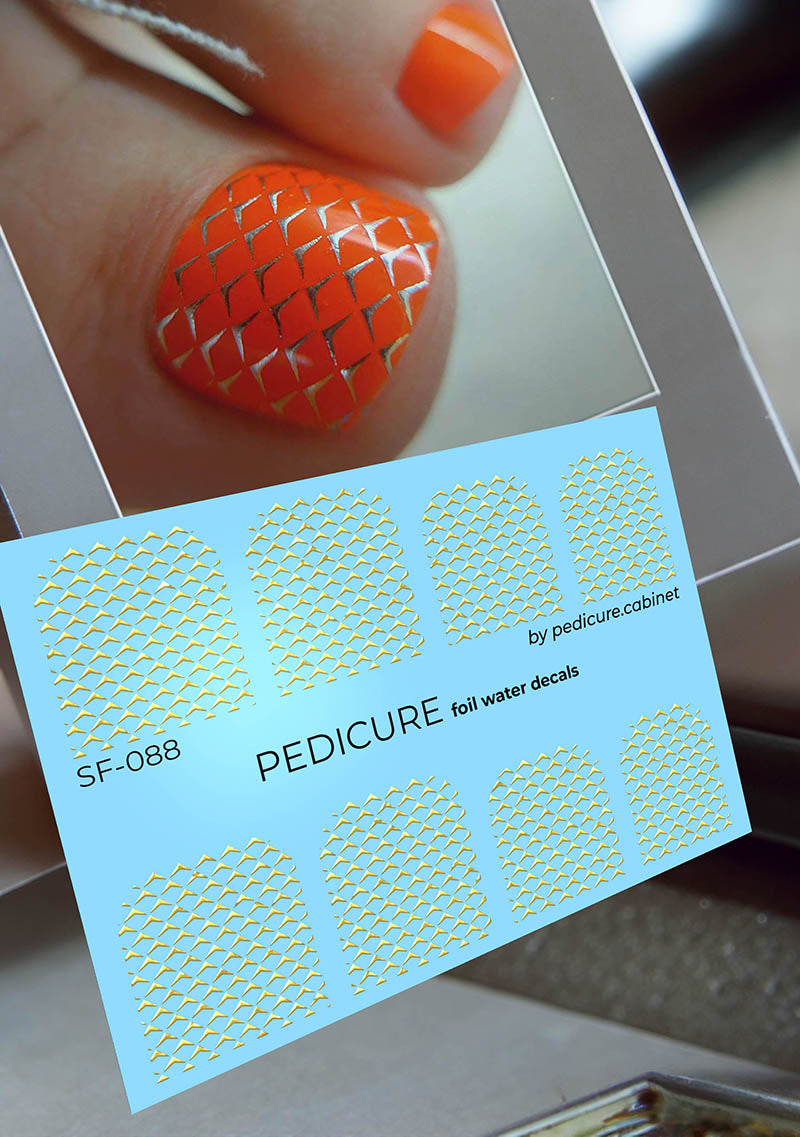 Pedicure Scales. Large. Foil gold. Nail water decals SF-088