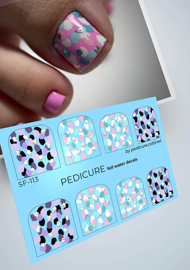 Pedicure Lyapka. Large. Foil silver. Nail water decals SF-113