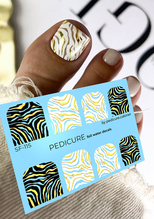 Pedicure Zebra. Large. Foil gold. Nail water decals SF-115