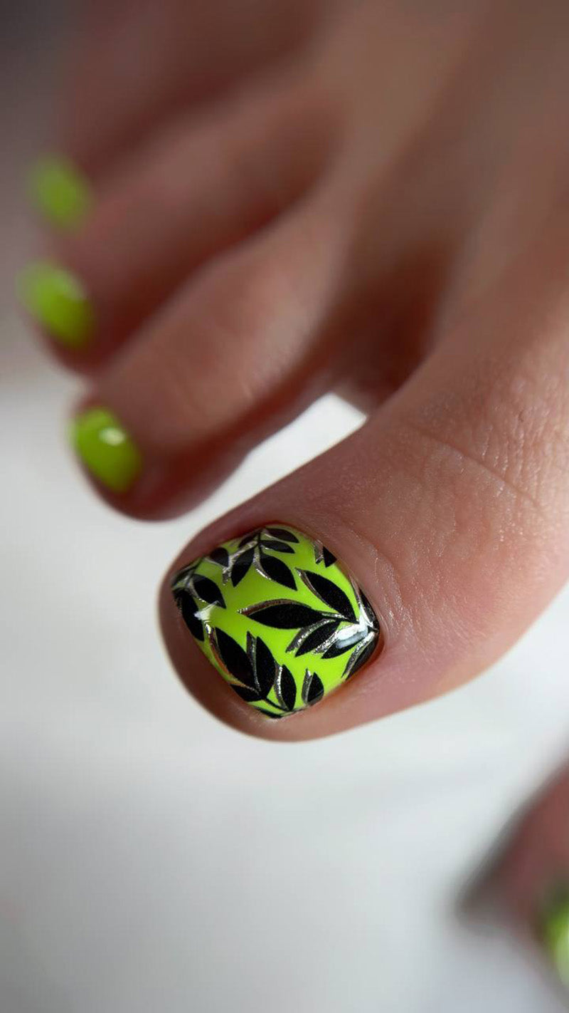 Pedicure Twigs with shadow. Foil silver. Nail water decals SF-141