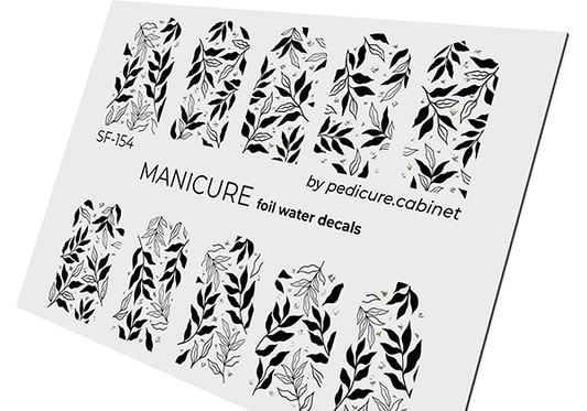 Manicure Twigs black. Foil silver. Nail water decals SF-154