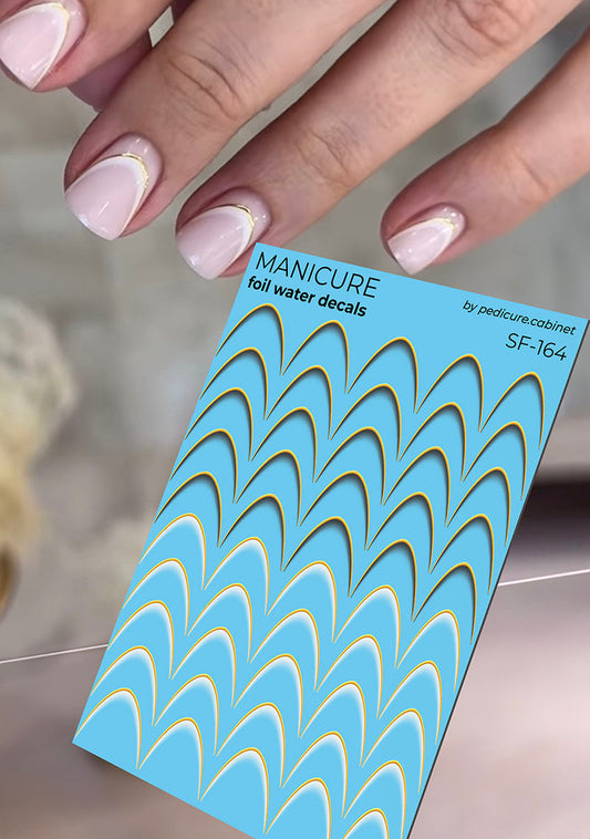 Manicure Moon. Black and White. Foil gold. Nail water decals SF-164