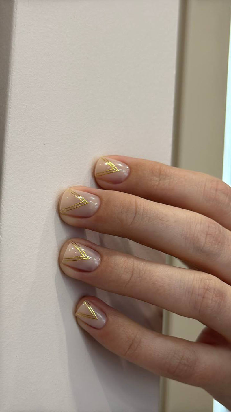Manicure Double Checkmarks. Foil gold. Nail water decals SF-165