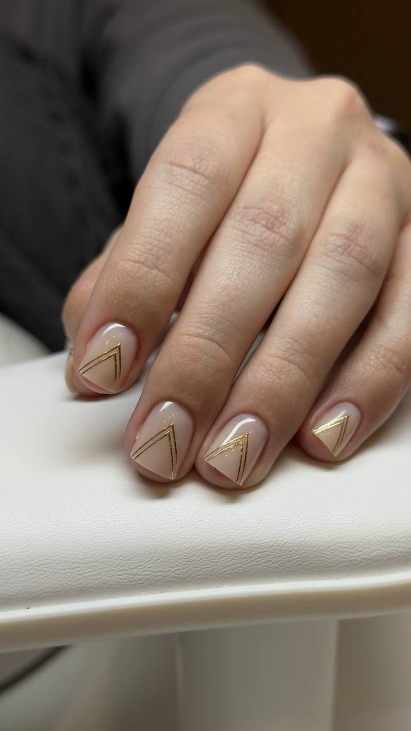 Manicure Double Checkmarks. Foil gold. Nail water decals SF-165