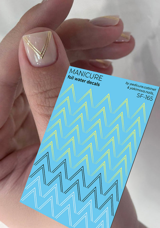 Manicure Double Checkmarks. Foil gold. Nail water decals SF-165