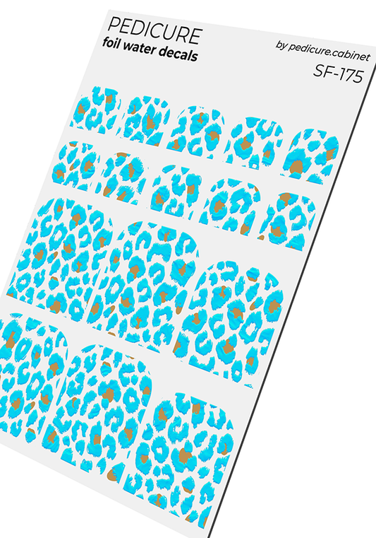 Pedicure Leo. Light blue. Colored foil. Nail water decals SF-175