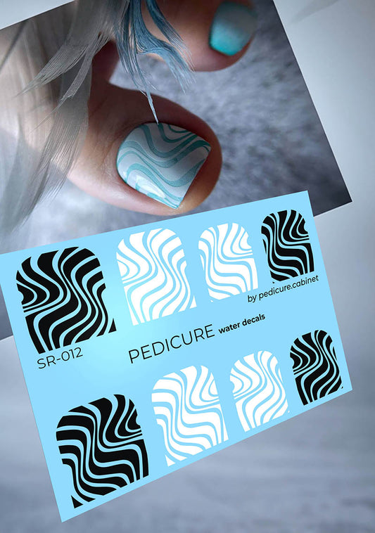 Pedicure Waves. Large. Nail water decals SR-012