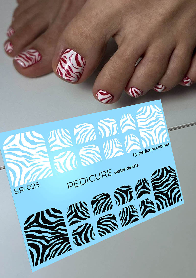 Pedicure Zebra. Nail water decals SR-025