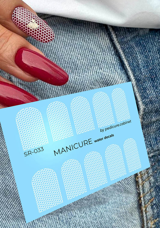Manicure Grid. White. Nail water decals SR-033