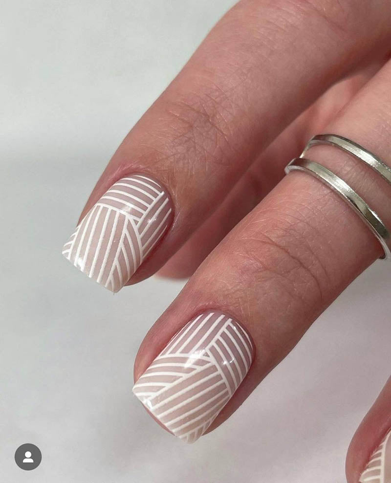 Manicure Weaving. White. Nail water decals SR-043