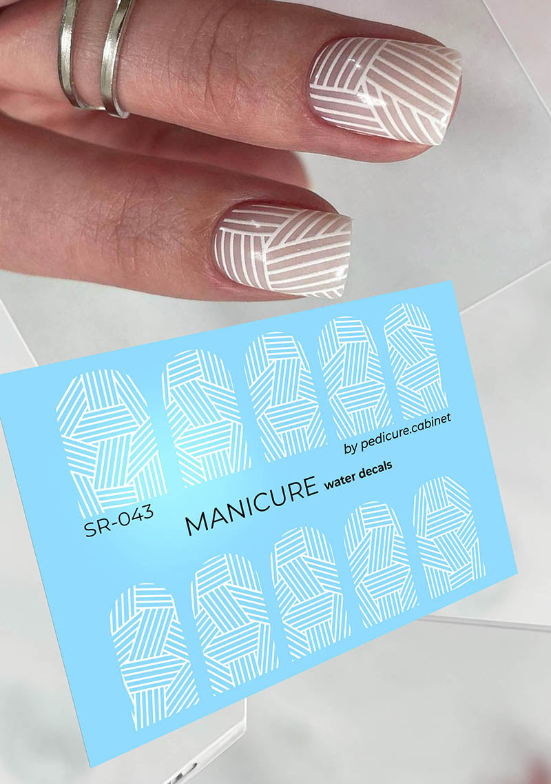 Manicure Weaving. White. Nail water decals SR-043