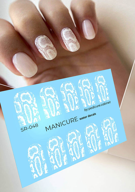 Manicure Python. White. Nail water decals SR-048