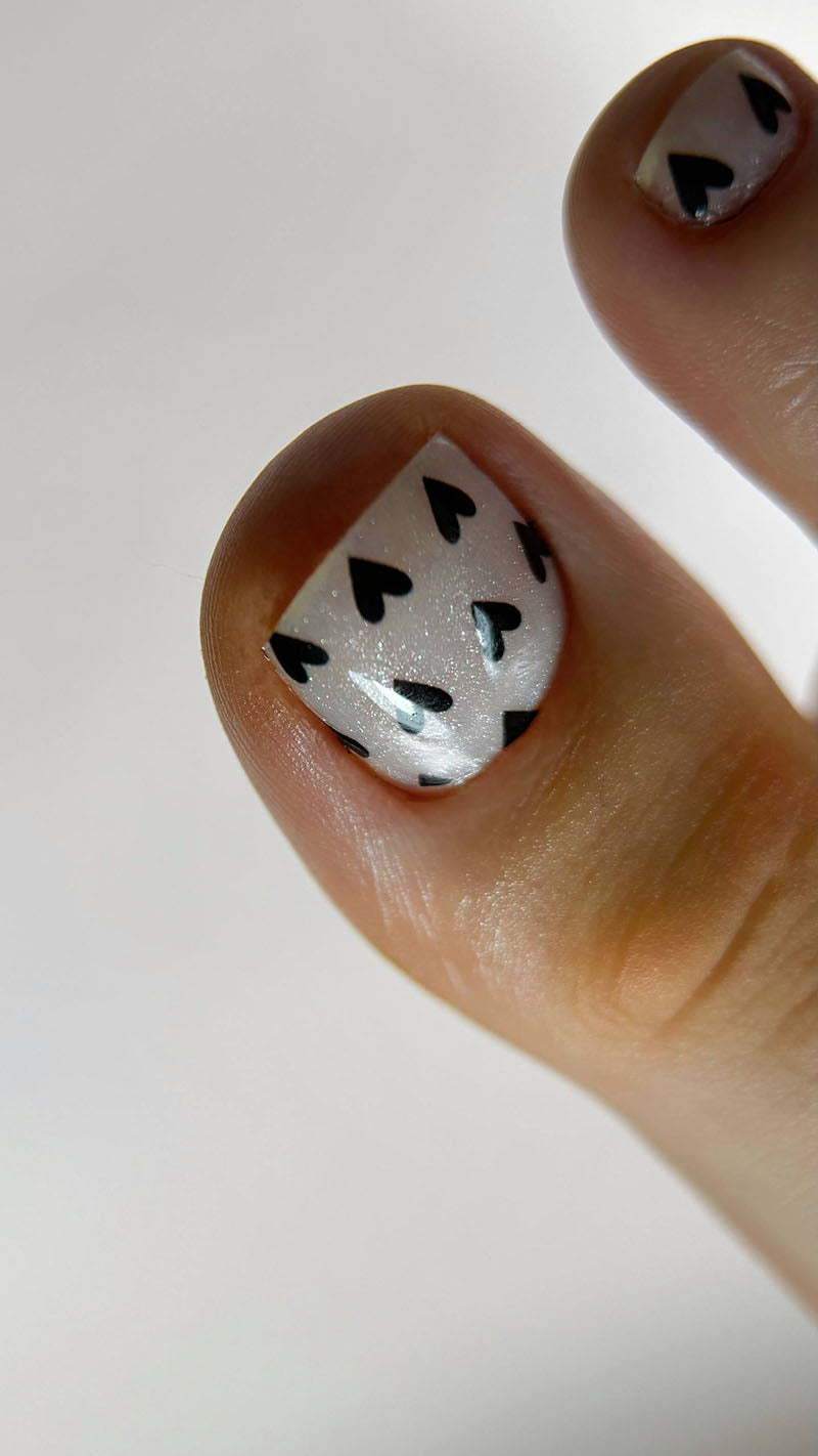 Pedicure Hearts. Black. Nail water decals SR-179