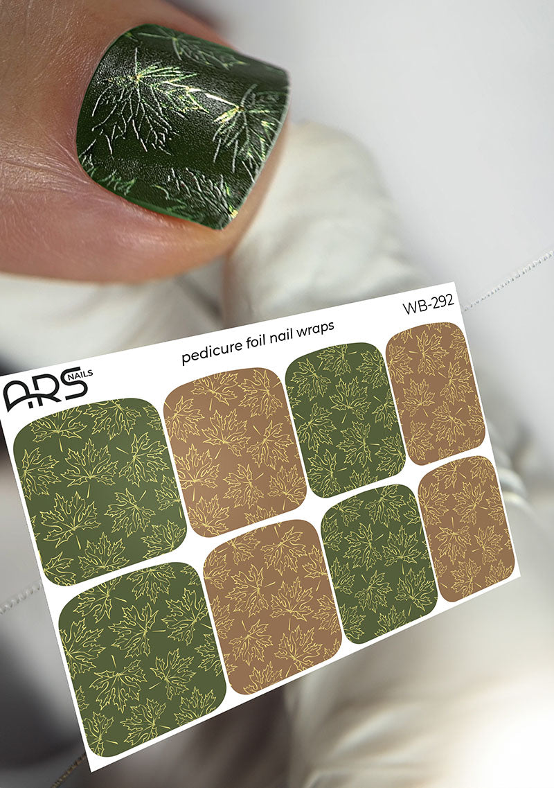Pedicure Autumn leaves. Gold Foil. Large. Nail wraps WB-292