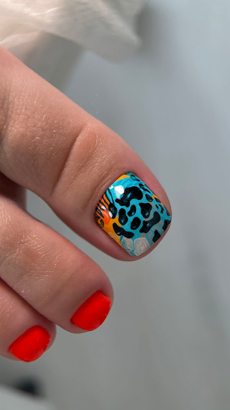 Pedicure Animal mix. Large. Nail wraps WB-311
