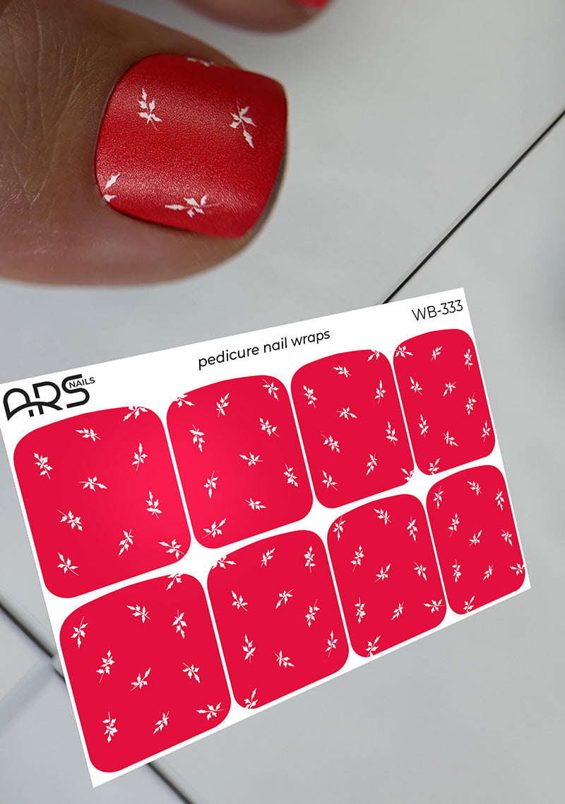 Pedicure White twigs. Large. Nail wraps WB-333