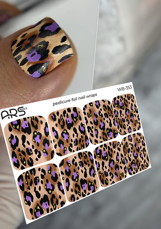 Pedicure Leo with purple. Gold Foil. Large. Nail wraps WB-353