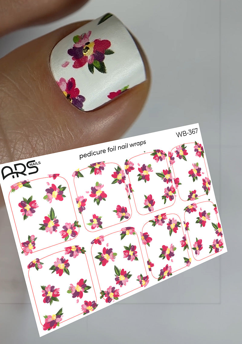 Pedicure Designer flowers. Gold Foil. Large. Nail wraps WB-367
