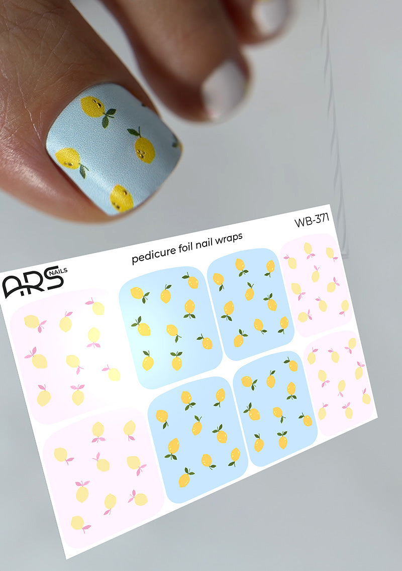 Pedicure Lemons. Gold Foil. Large. Nail wraps WB-371